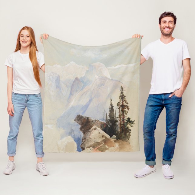 Bergsområden Halva Dome Yosemite Watercolor liggan Fleecefilt (På plats)