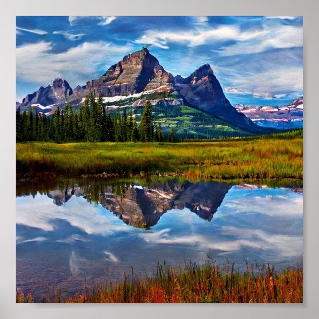 Bergsområden i Glaciers nationalpark Poster (Framsidan)