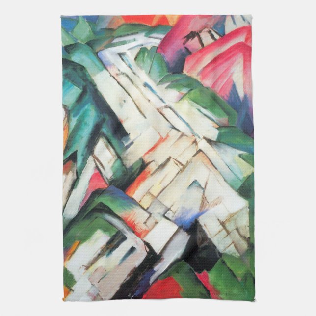 Bergsområden (liggande) av Franz Marc, Vintage Art Kökshandduk (Vertikal)