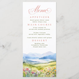 Bergsområden och vilda blommor i Bröllop Meny