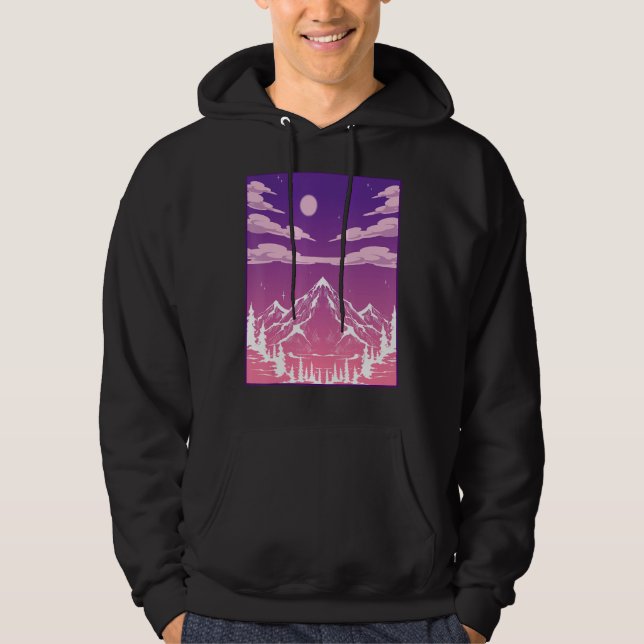 Bergsområden utanför naturen Moonlight Måne Forest Hoodie (Framsida)
