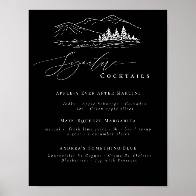 Bergsområdena gräs Namnteckning Drinks Pub Menu Poster (Framsidan)