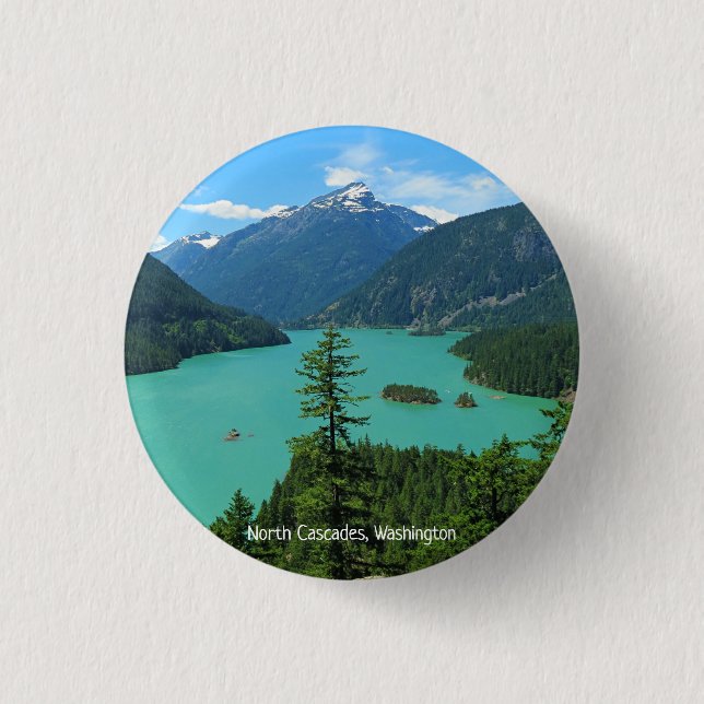 Bergsområdet Sjö i norra Cascades Washington Knapp (Framsida)