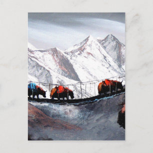 Bergsört Yaks Himalaya Vykort