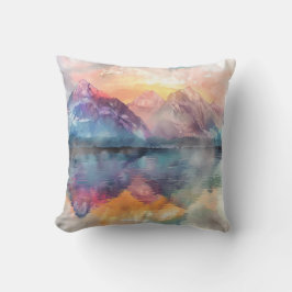 Bergsplanering - vattenfärg Dekorativ kudde