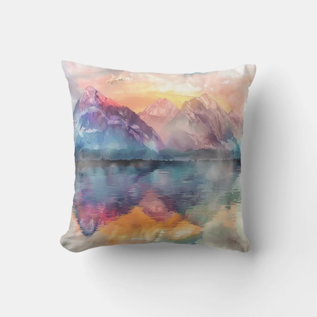 Bergsplanering - vattenfärg Dekorativ kudde (Framsida)