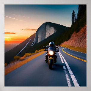 Bergsritt Motorcykelvy för resfantaster Poster