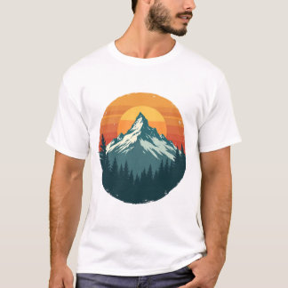 Bergssilhuett i solnedgång t shirt