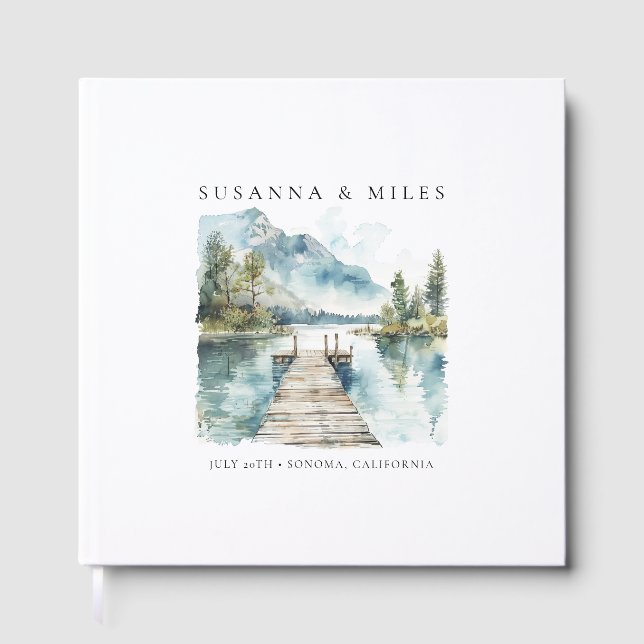Bergssjö Akvarell Skog Bröllop Träd Gästböcker (Framsida)