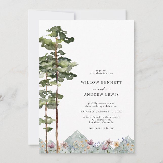 Bergsskog Bröllop Inbjudningar (Framsida)