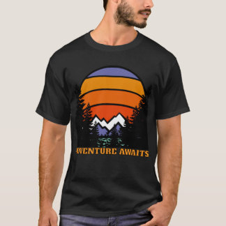 Bergsskog från Retro sunset T Shirt