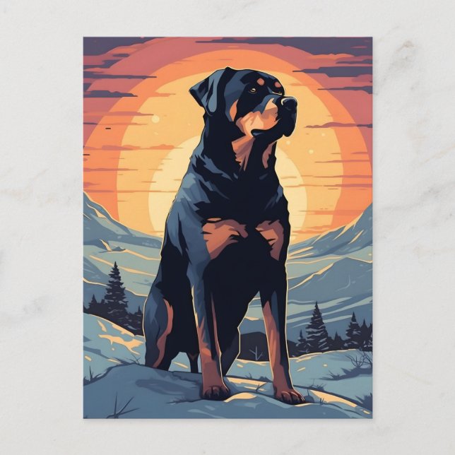 Bergsskog från Rottweiler under vintertid under so Vykort (Framsida)