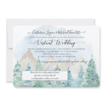 Bergsskog Träd Vattenfärg Virtuella Bröllop