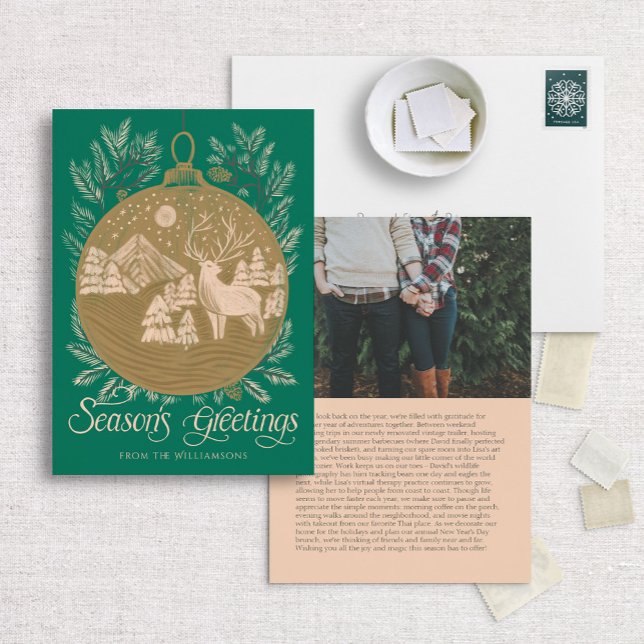 Bergsskogen Ornament Illustrated jul Julkort (Skapare uppladdad)