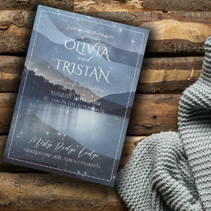 Bergsskogen Watercolor Enchanted Bröllop Inbjudningar