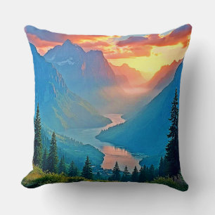 Bergssolnedgång: Golden Valley Peace Art Kudde