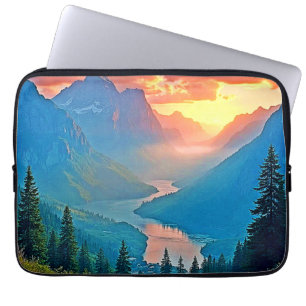 Bergssolnedgång: Golden Valley Peace Art Laptop Fodral