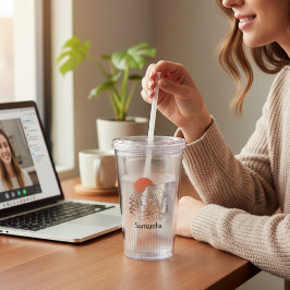 Bergssolnedgång med namn Akryl Tumbler Take Away Mugg