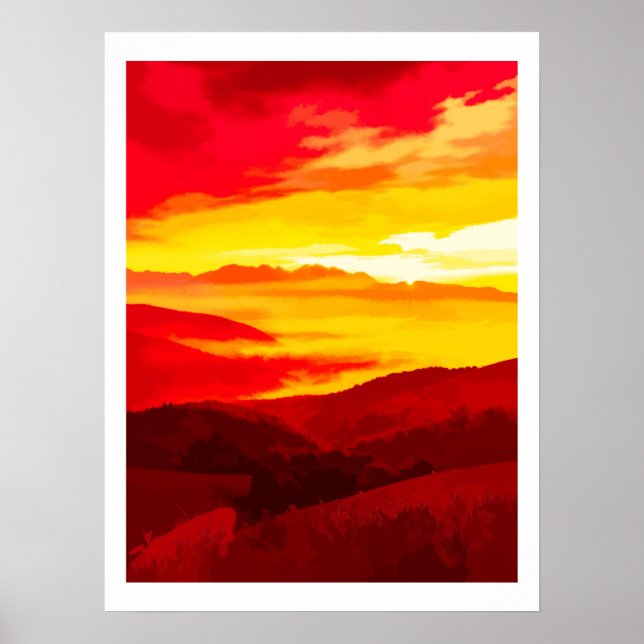 Bergssolnedgång Poster (Framsidan)