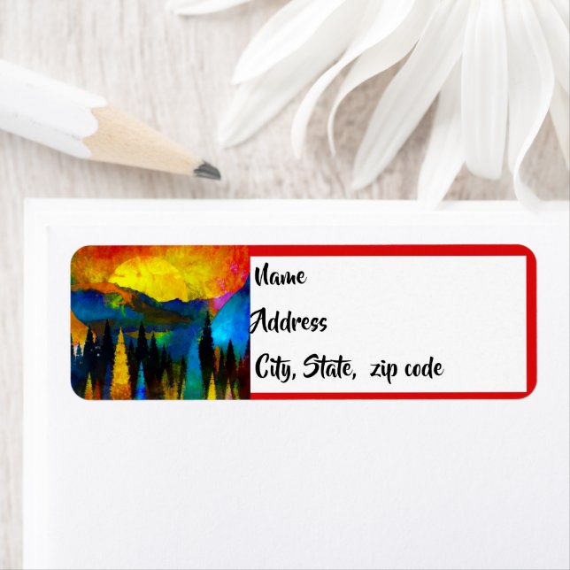 Bergssolnedgång  returadress etikett (Insitu)