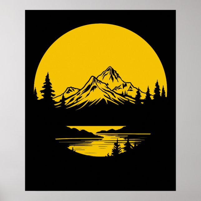 Bergssolnedgång utomhus natur silhuett poster (Framsidan)