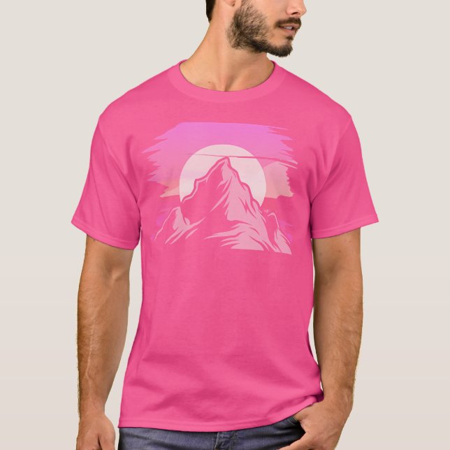 Bergssolnedgång Vintage regnbåge utomhus, naturen  T Shirt (Framsida)