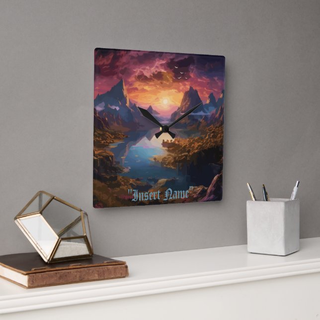 Bergssymfoni: en harmonisk blandning av Färg Fyrkantig Klocka (Kontor)