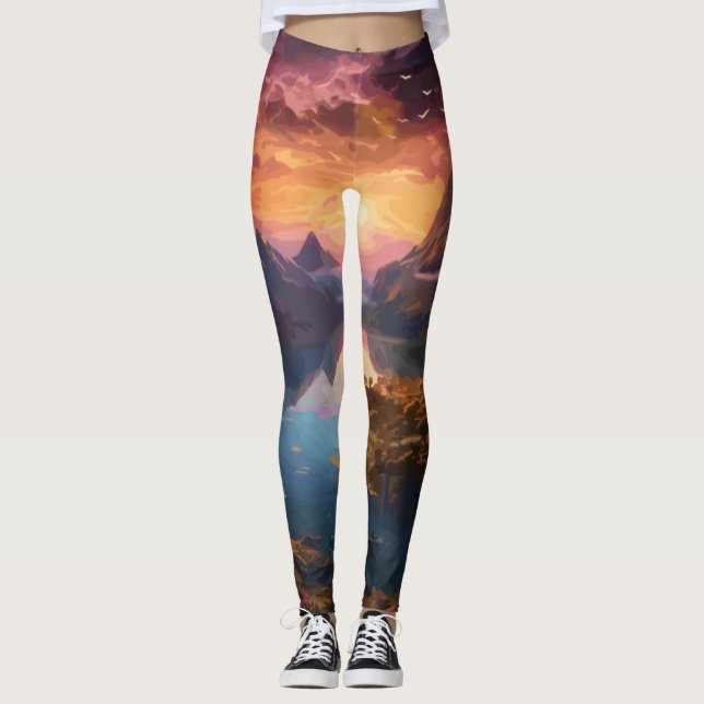 Bergssymfoni: en harmonisk blandning av Färg Leggings (Framsida)