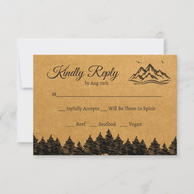 Bergstyp Rustic Woodsy OSA Bröllop Card Tack Kort (Framsida)