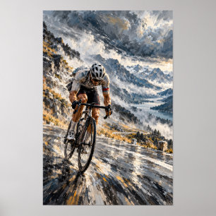 Bergsväg Cykling Dramatisk Alplandskap Wa Poster