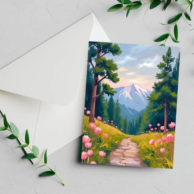 Bergsvandring Blommig Natur Landskapskort (Skapare uppladdad)