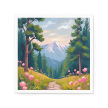 Bergsvandring | Blommigt naturlandskap akvarell