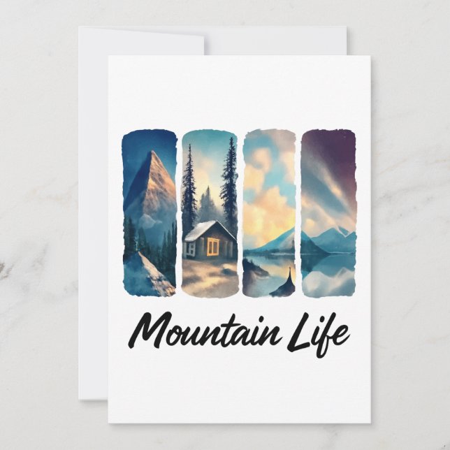 Bergsvy med Forest Cabin och Sjö Inbjudningar (Framsida)