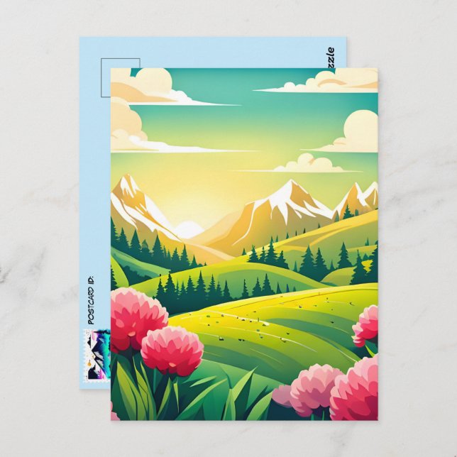 Bergsvy, postkorsning vykort (Fram/baksida)