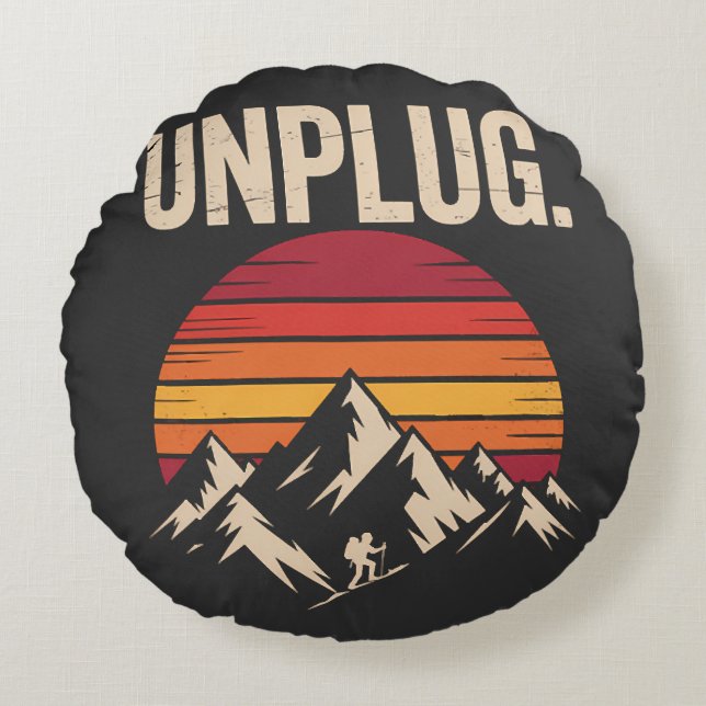 Bergswandring Unplug Rund Kudde (Framsidan)
