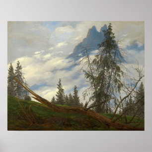 Bergtopp med drivmoln av Friedrich Poster