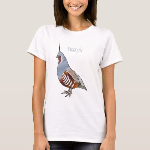Bergvaktel fågel tecknad illustration t shirt