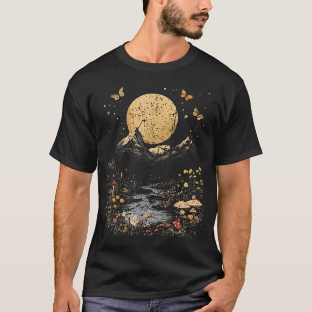 Bergvandring Stugkänsla Blomma Sommar Camping T Shirt (Framsida)