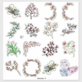 Berier och blommor Collage Craft Lakan Benice Klistermärken