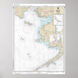 Bering Sea Östra Part Alaska Nautical Chart Poster