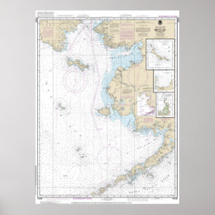Bering Sea Östra Part Alaska Nautical Chart Poster