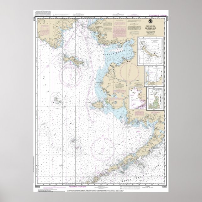 Bering Sea Östra Part Alaska Nautical Chart Poster (Framsidan)