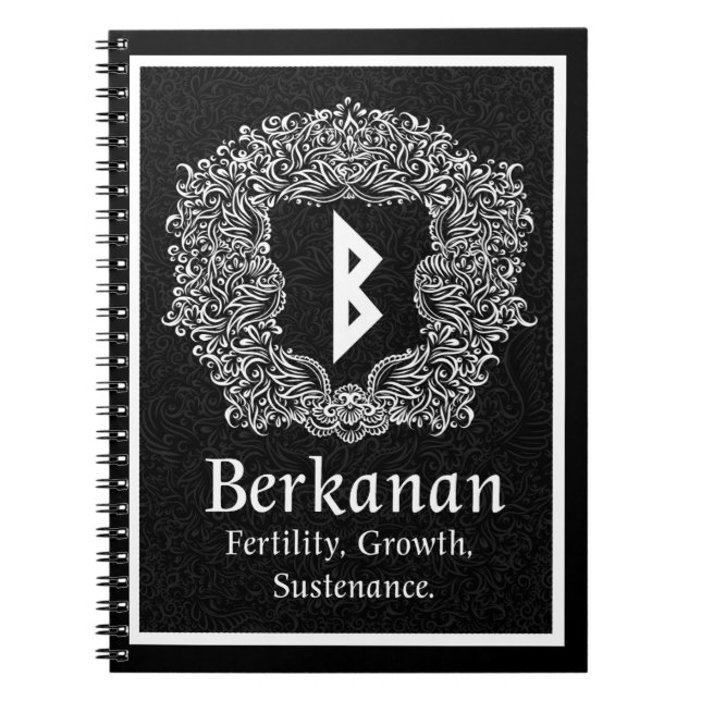 Berkanan Rune /Fertility / Black Version Anteckningsbok (Framsidan)
