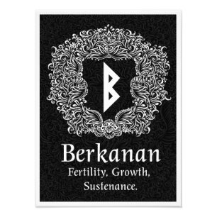 Berkanan Rune /Fertility / Black Version Fototryck