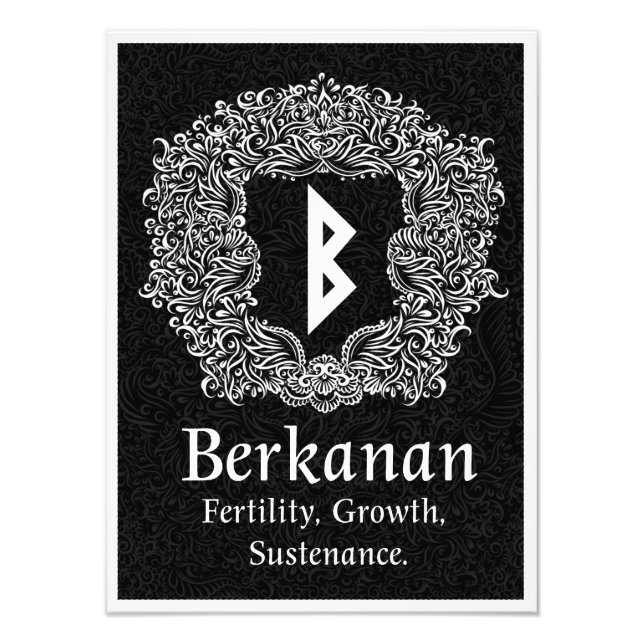 Berkanan Rune /Fertility / Black Version Fototryck (Framsidan)