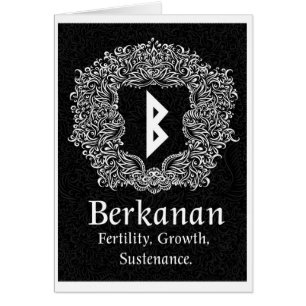 Berkanan Rune /Fertility / Black Version Hälsningskort