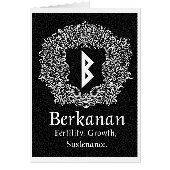 Berkanan Rune /Fertility / Black Version Hälsningskort (Framsidan)