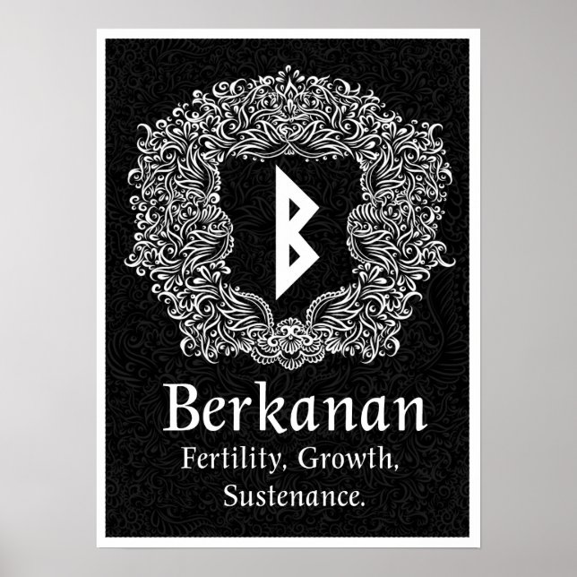 Berkanan Rune /Fertility / Black Version Poster (Framsidan)