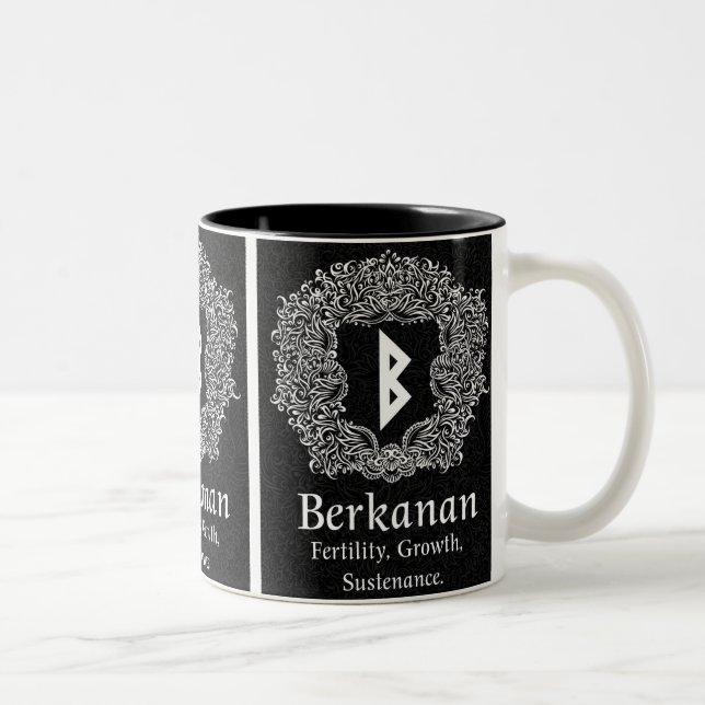 Berkanan Rune /Fertility / Black Version Två-Tonad Mugg (Höger)