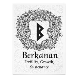 Berkanan Rune /Fertility / White Version Fototryck